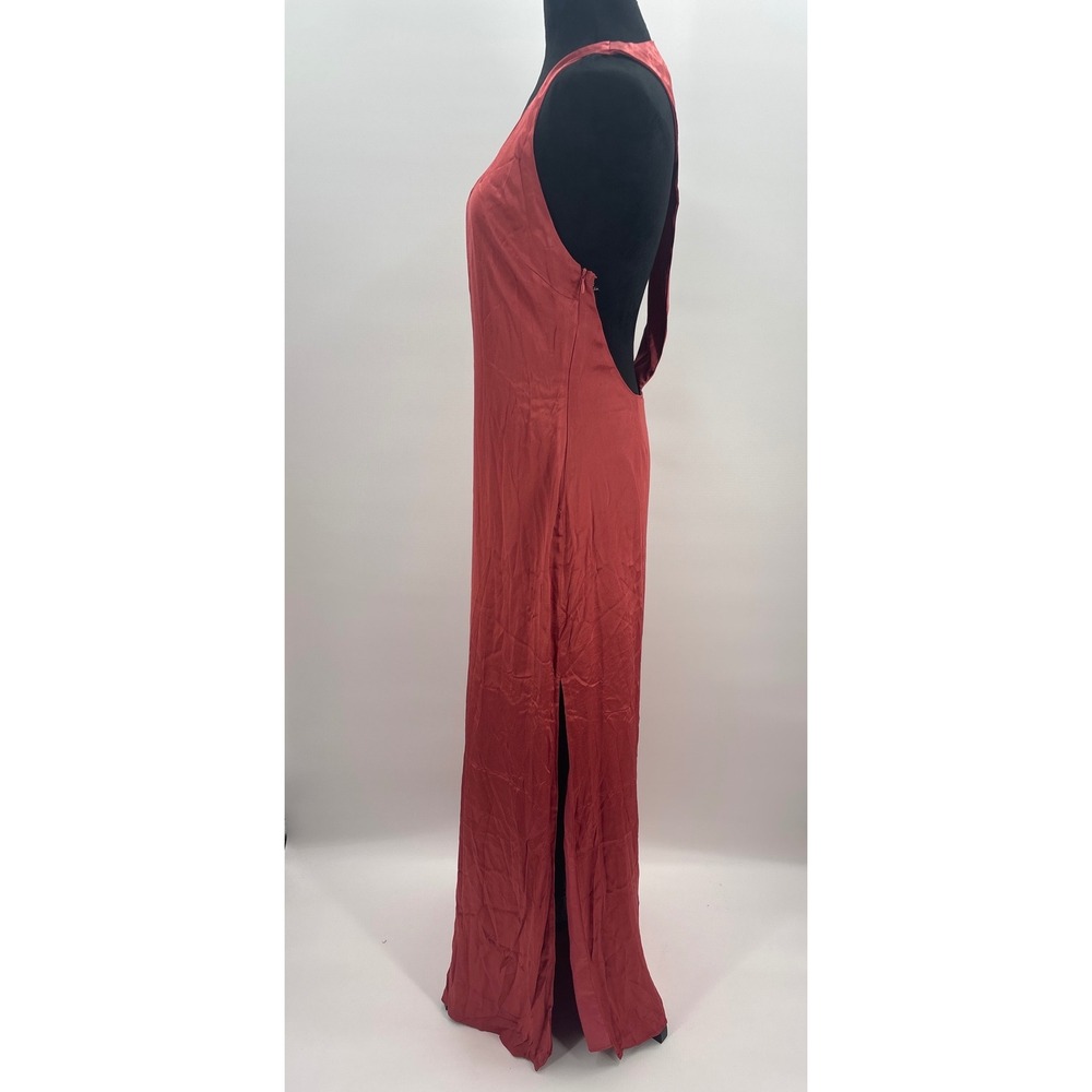 Lulus Organa Rusty Rose Pink Satin Open Back Maxi Dress Scoop Neck  NWT L - Picture 10 of 14